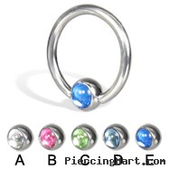 Captive Bead Ring with Cabochon Ball, 14 Ga