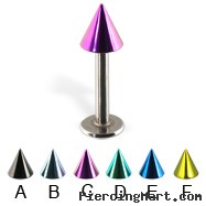 Colored cone labret, 14 ga