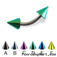 Colored cone curved barbell, 14 ga