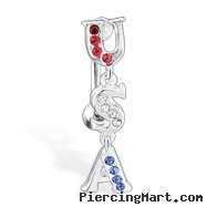 Reversed USA belly button ring