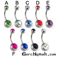 Double jeweled belly button ring