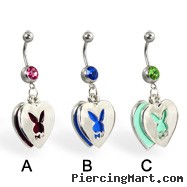 Double Pendant Playboy Belly Button Ring
