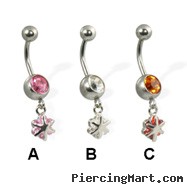 Small dangling flower belly button ring