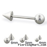 Steel ball and cone straight barbell, 14 ga