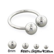 Steel ball circular barbell, 14 ga