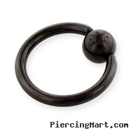 Black captive bead ring, 12 ga