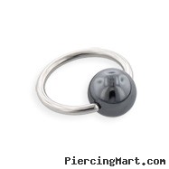 Hematite Ball Captive Bead Ring, 16 Ga