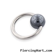 Hematite Ball Captive Bead Ring, 14 Ga