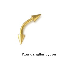 Gold Tone eyebrow ring with cones, 16 ga