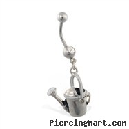 Jeweled belly ring with dangling water pail