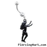 Navel Ring with Dangling Dancing Woman