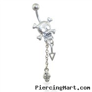 Skull Belly Ring with Dangles