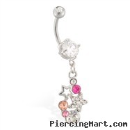 Belly ring with star and gem dangle