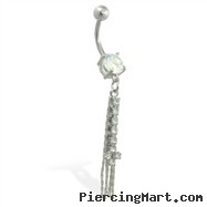 Navel ring with jeweled dangle
