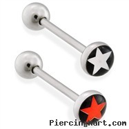 Straight barbell with star logo end, 14 ga