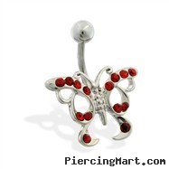 Jeweled Red Butterfly Belly Ring