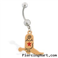 Navel ring with dangling cowboy boot