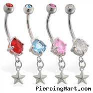 Double Jewelry Belly Ring with Small Dangling Star