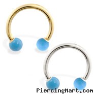 14K Gold Horseshoe/Circular Barbell with TurquoiseBalls