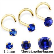14K Gold Nose Screw With Round Sapphire