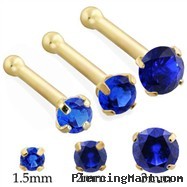 14K Gold Nose Screw with Round Sapphire