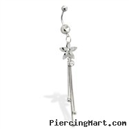 Navel Ring with Flower Pedal Layers and Chains