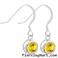 Sterling Silver Earrings with 5mm Bezel Set round 5mm Citrine