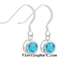 Sterling Silver Earrings with 5mm Bezel Set round 5mm Aquamarine