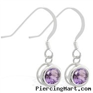 Sterling Silver Earrings with 5mm Bezel Set round 5mm Alexandrite