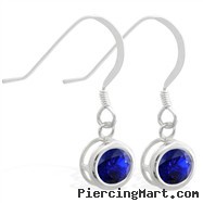 Sterling Silver Earrings with 5mm Bezel Set round 5mm Sapphire