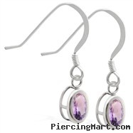Sterling Silver Earrings with Bezel Set Alexandrite Oval