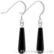 Sterling Silver Earrings With Long Dangling Black Onyx Teardrop