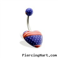 Heart Belly Ring with American Flag Print