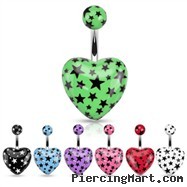 Heart Belly Ring with Star Print