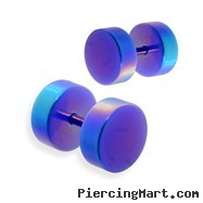 Pair of fake metalic blue  plugs, 16GA