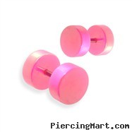 Pair of fake metalic pink plugs, 16GA