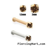 14K Gold Cognac Diamond Nose Bone