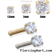 14K Gold Clear Diamond Nose Bone