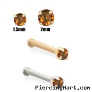 14K Gold Burn Orange Diamond Nose Bone