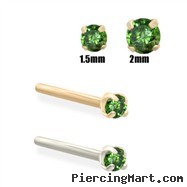 14K Gold Dark Green Diamond Nose Stud