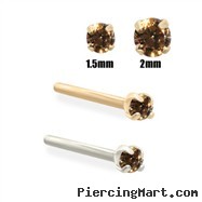 14K Gold Cognac Diamond Nose Stud