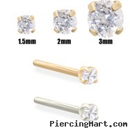 14K Gold Clear Diamond Nose Stud