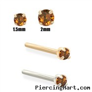 14K Gold Burnt Orange Diamond Nose Stud