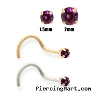 14K Gold Purple Diamond Nose Screw