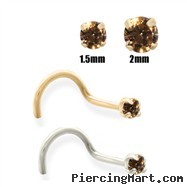 14K Gold Cognac Diamond Nose Screw