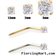 14K Gold Clear Diamond Nose Pin