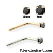 14K Gold Black Diamond Nose Pin