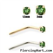 14K Gold Dark Green Diamond Nose Pin