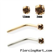 14K Gold Cognac Diamond Nose Pin