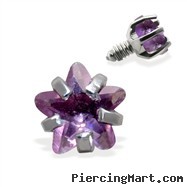 Internally Threaded Star Dermal Top, 14GA, 3mm, Purple